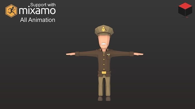 WW2 Us Commander Low-poly 3D model 3