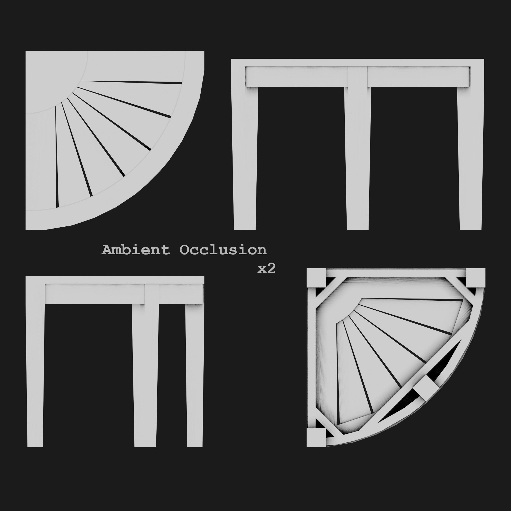 Wooden Corner Table Low-poly 3D model_6