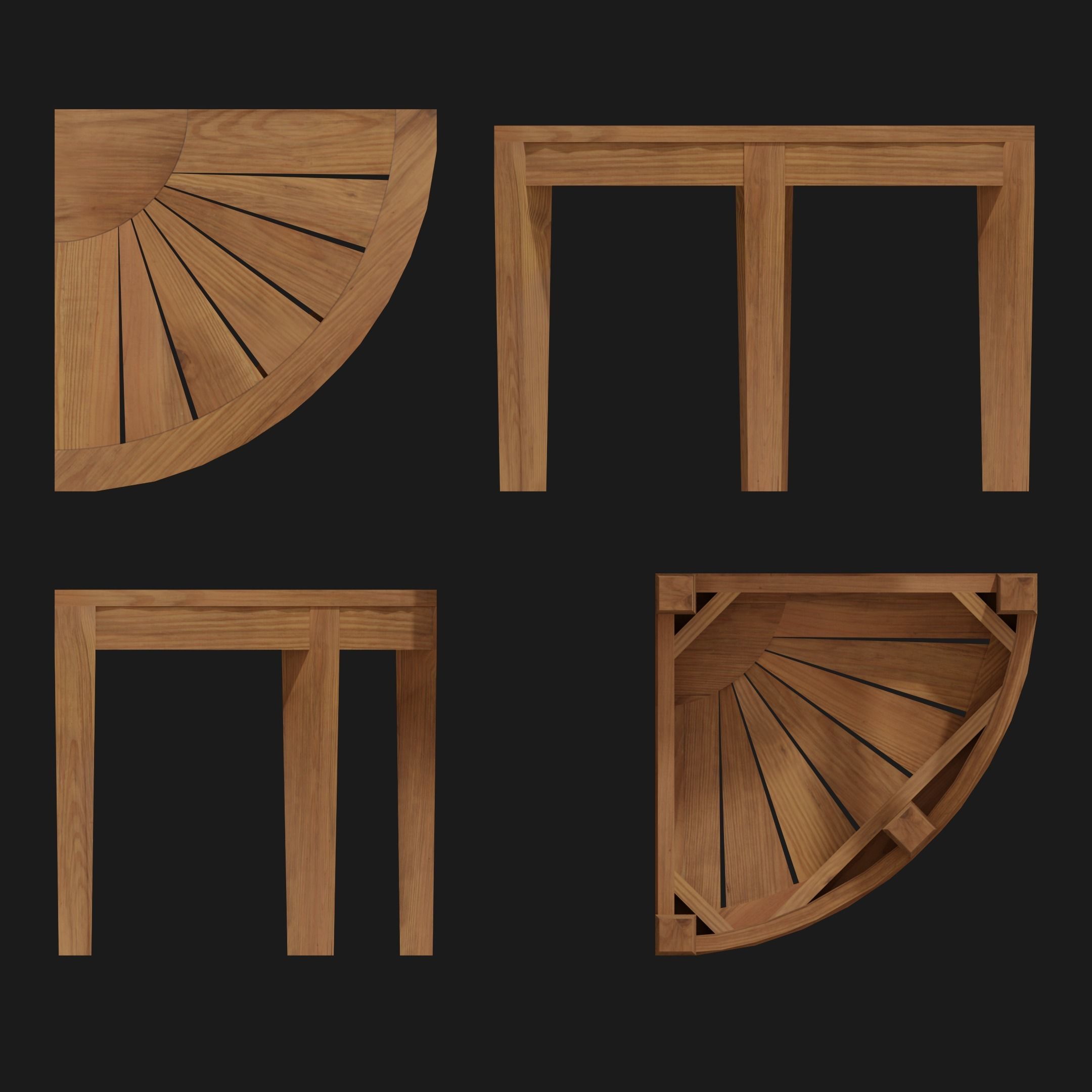 Wooden Corner Table Low-poly 3D model_1