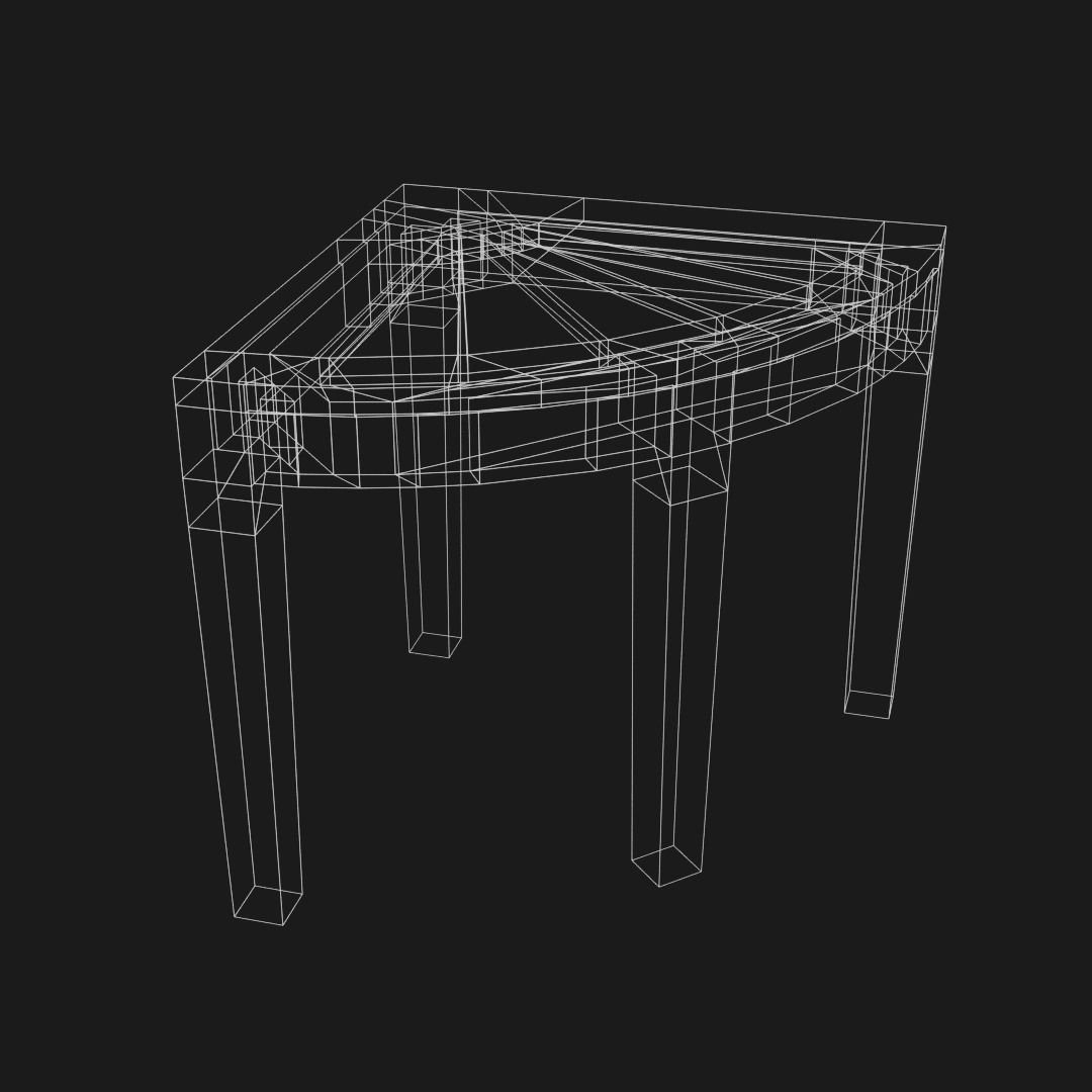 Wooden Corner Table Low-poly 3D model_3