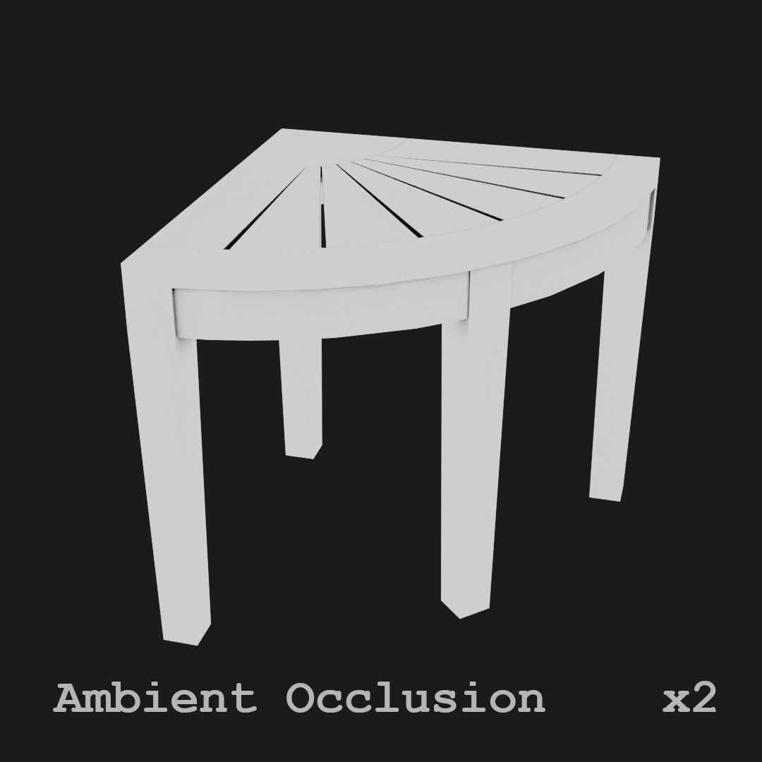 Wooden Corner Table Low-poly 3D model_5