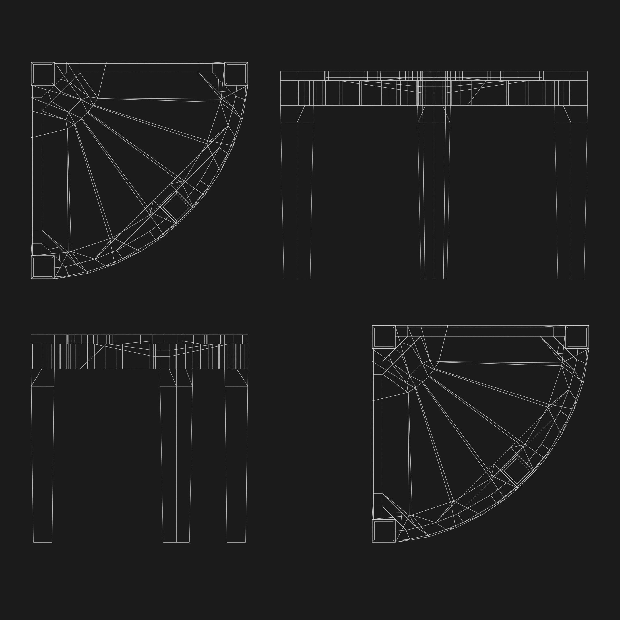 Wooden Corner Table Low-poly 3D model_4