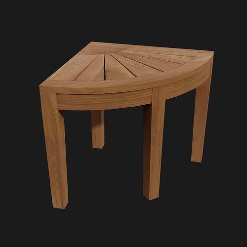Wooden Corner Table Low-poly 3D model