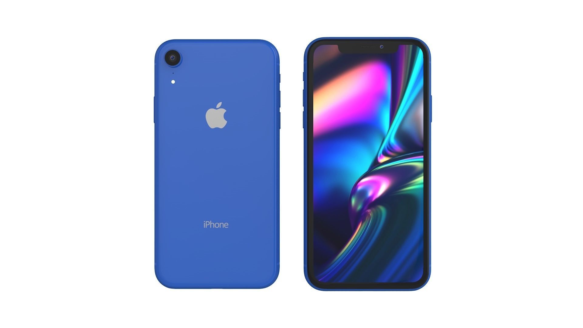 iPhone XR Blue 3D model_4
