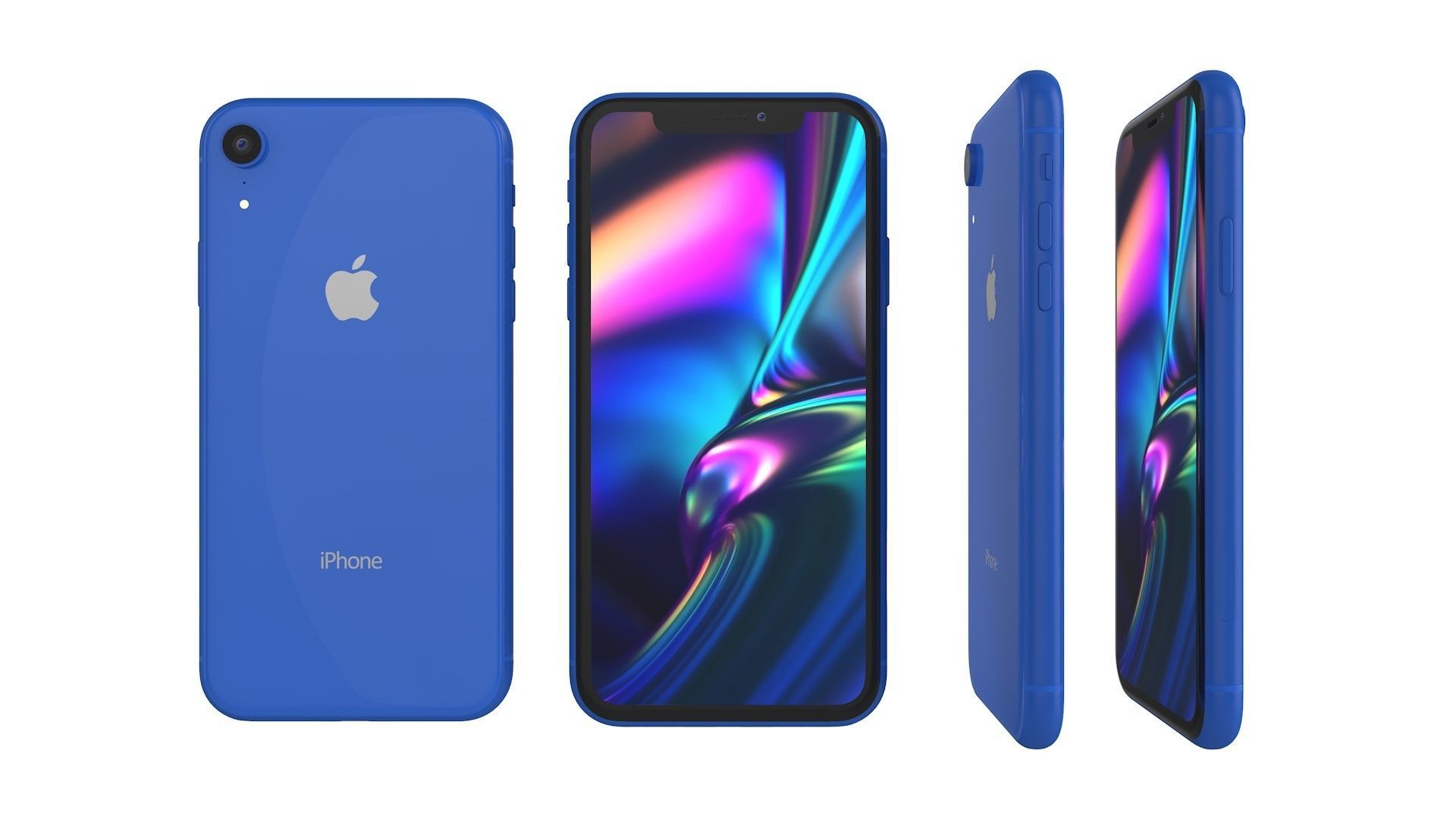 iPhone XR Blue 3D model_7