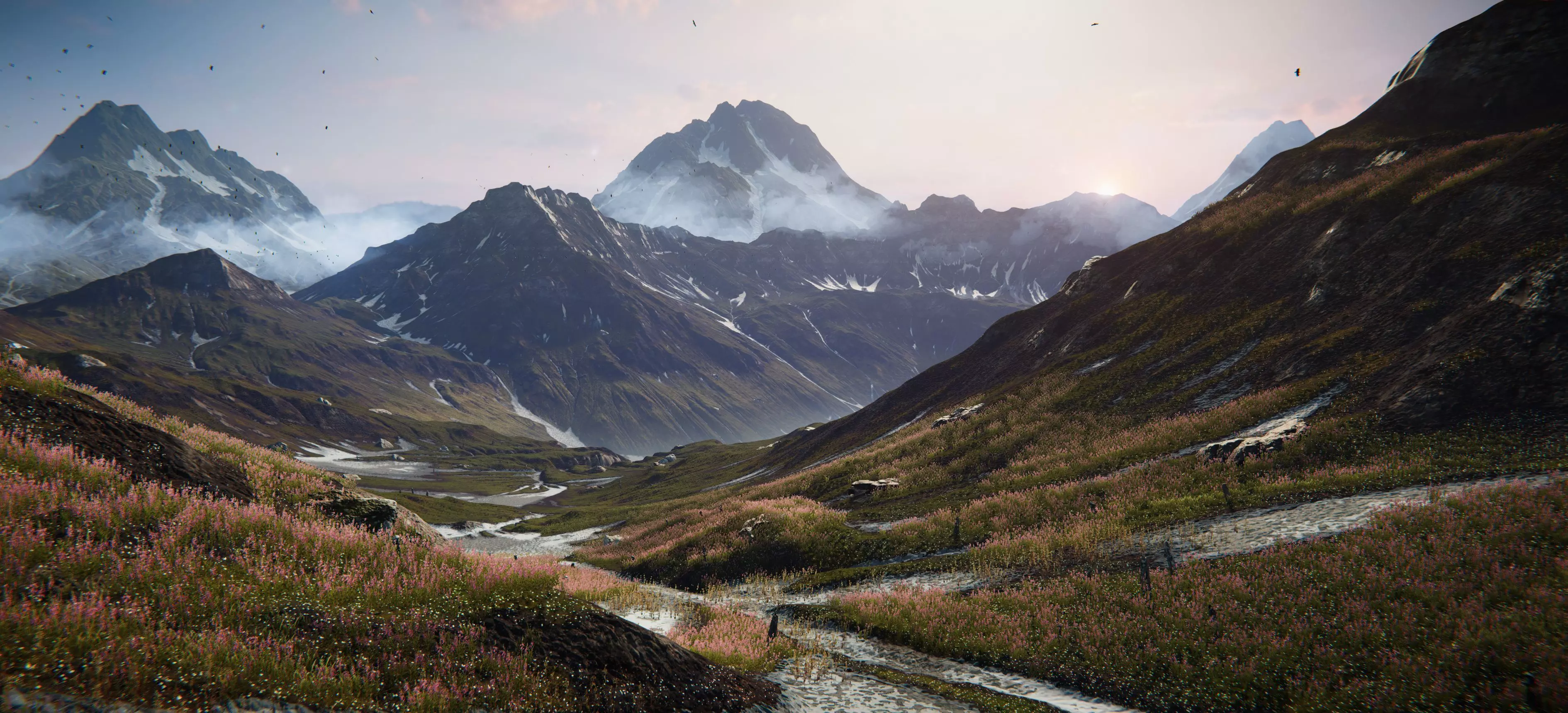 Grass Mountains Valley Environment - Unity 2017 Project Low-poly 3D model_0