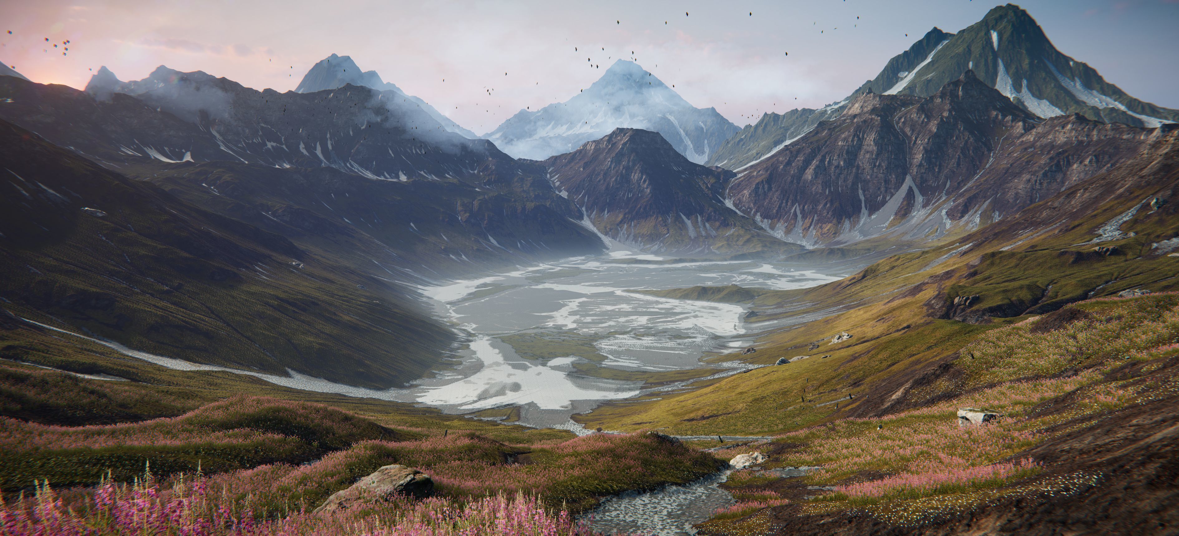 Grass Mountains Valley Environment - Unity 2017 Project Low-poly 3D model_4