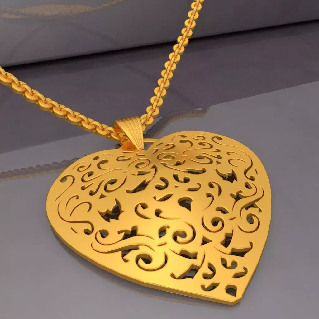 Filigree Heart Pendant KTFHP03 3D Model STL 3D print model