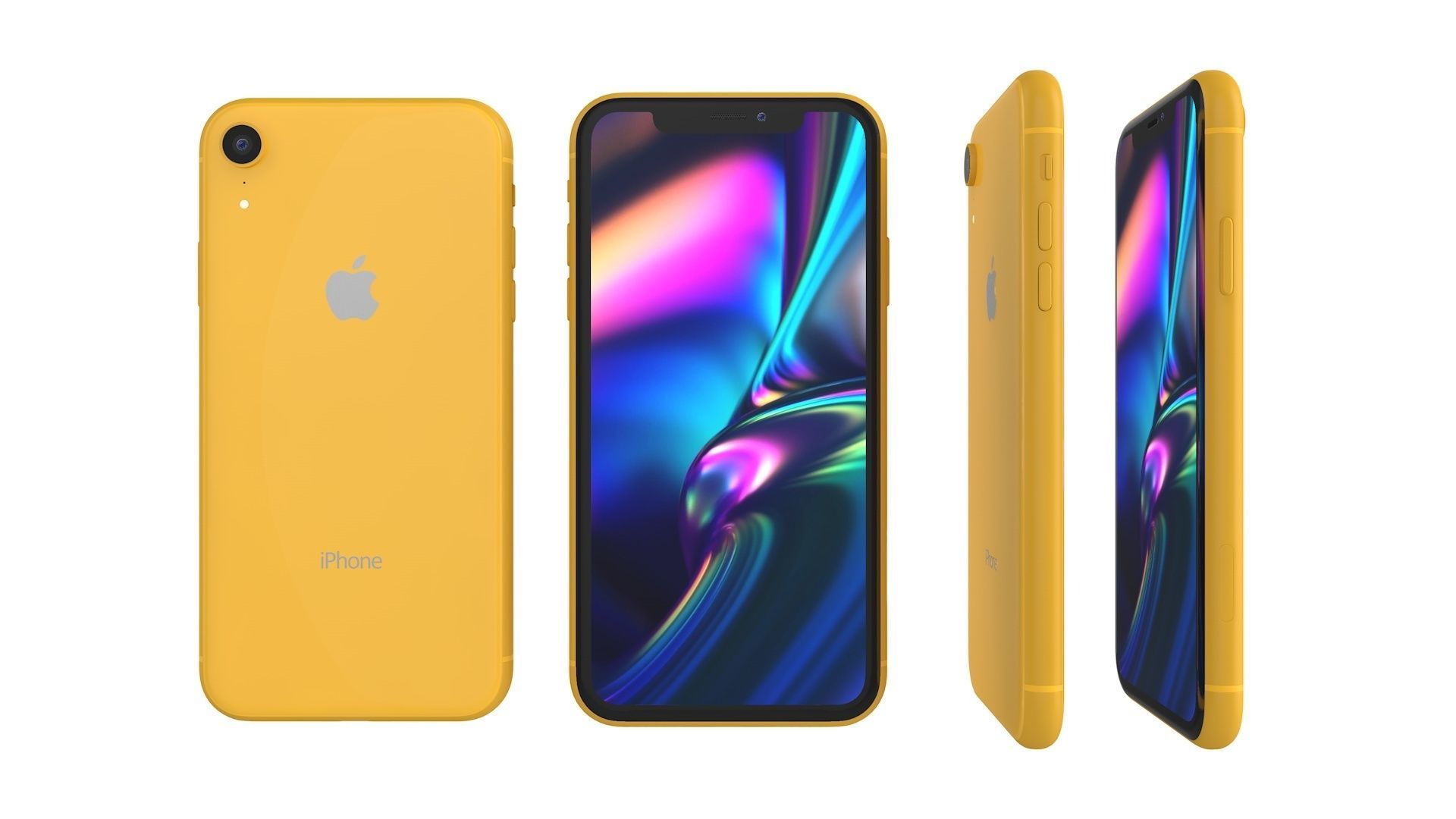 iPhone XR Yellow 3D model_7