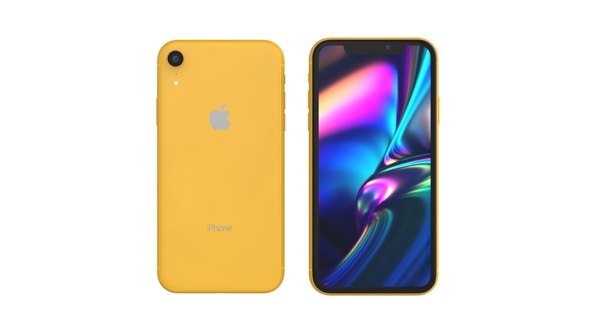 iPhone XR Yellow 3D model_4