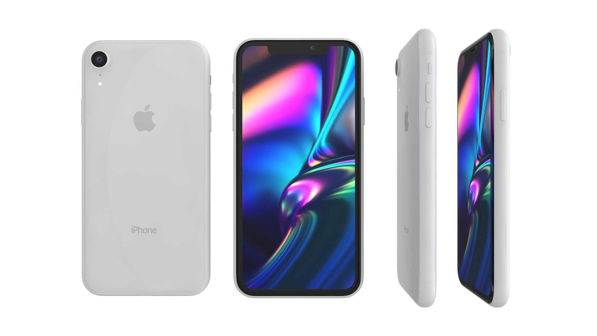 iPhone XR White 3D model_7