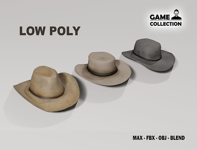 Western Hats Low-poly 3D model