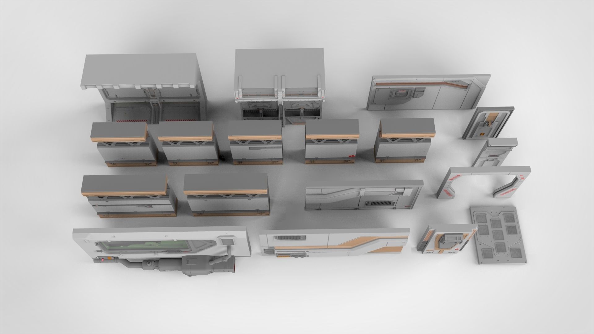 sci-fi Architecture kitbash 5 3D model_3