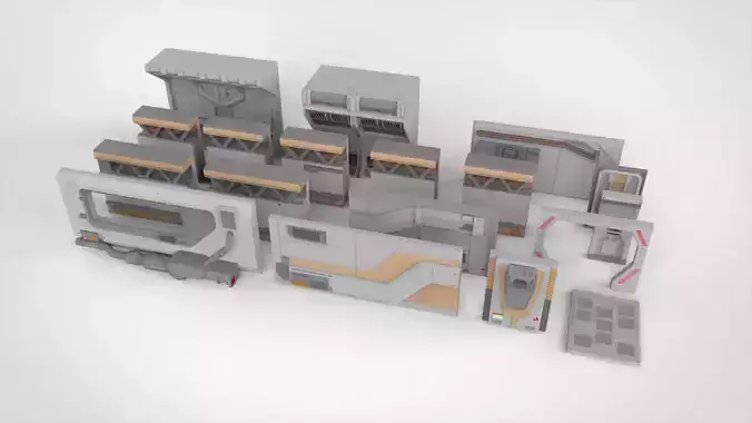 sci-fi Architecture kitbash 5 3D model