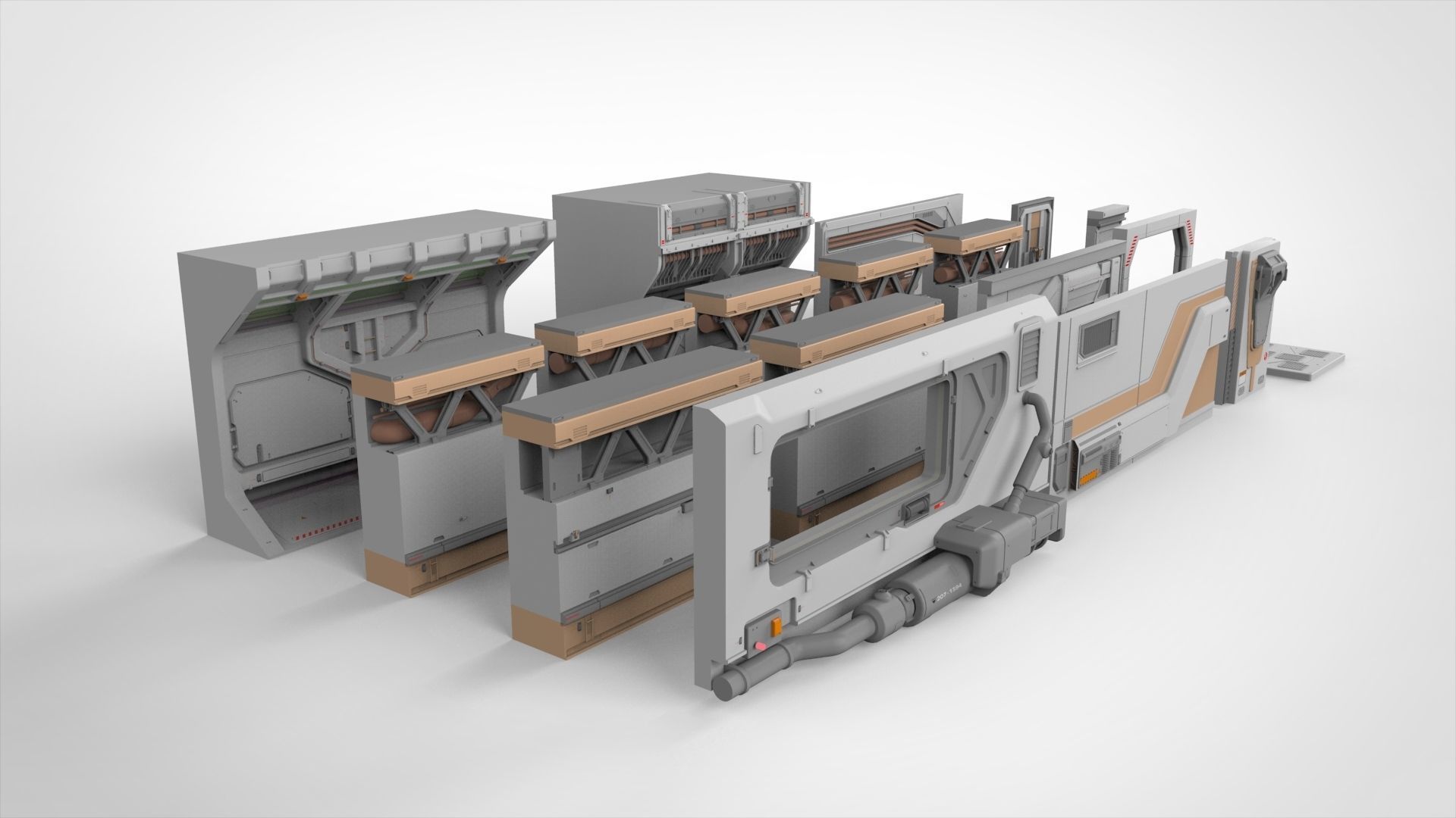 sci-fi Architecture kitbash 5 3D model_4