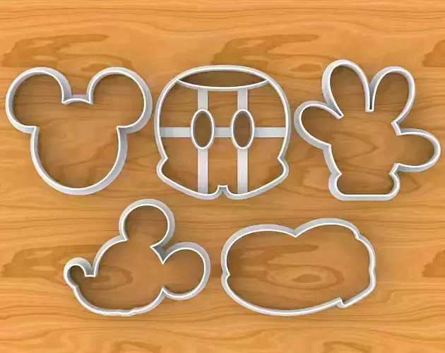 Mickey Mouse Cookie Cutter Set Head Hand Shoe and Pants 3D Model Collection