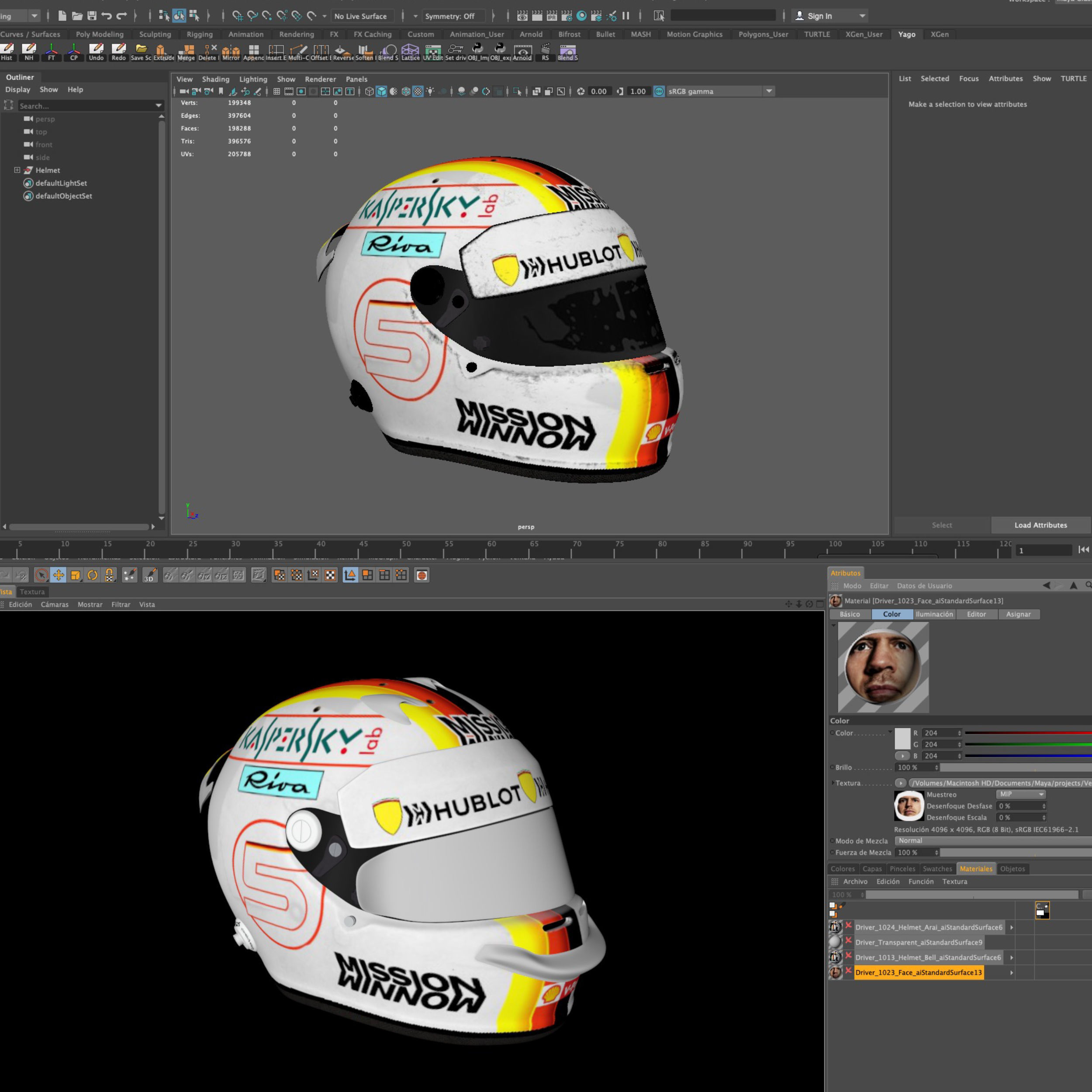 Vettel helmet 2019 Low-poly 3D model_13