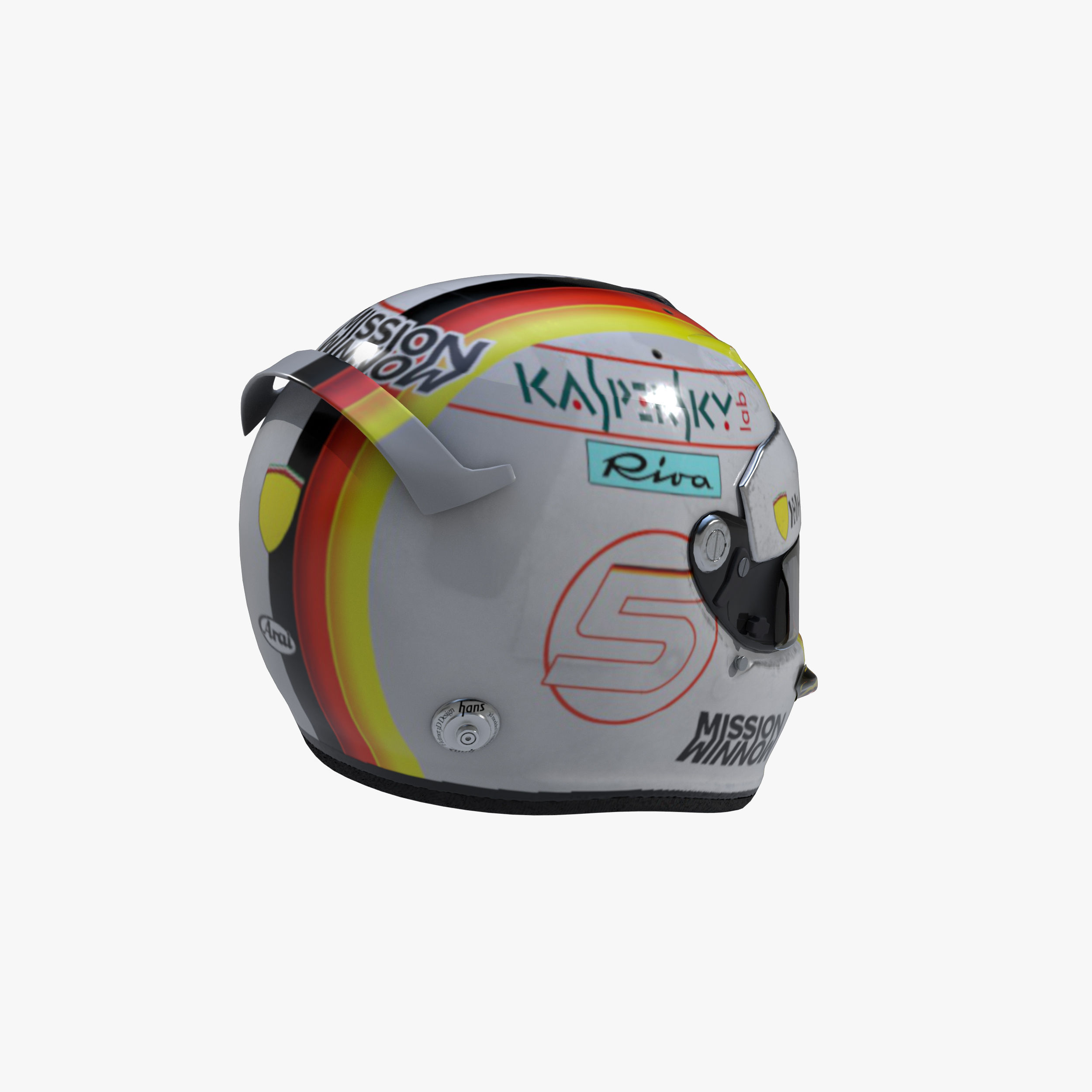 Vettel helmet 2019 Low-poly 3D model_4