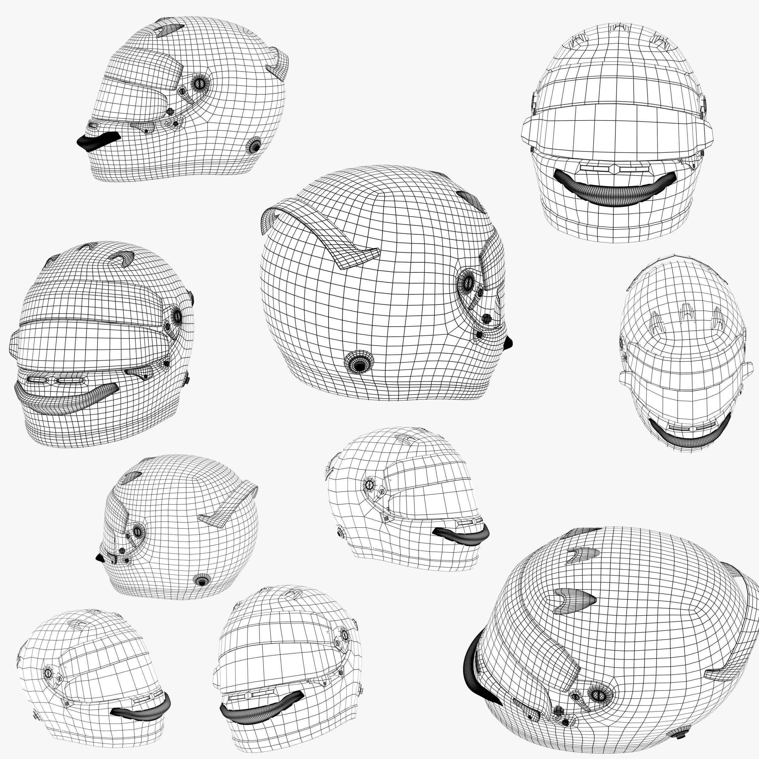 Vettel helmet 2019 Low-poly 3D model_10