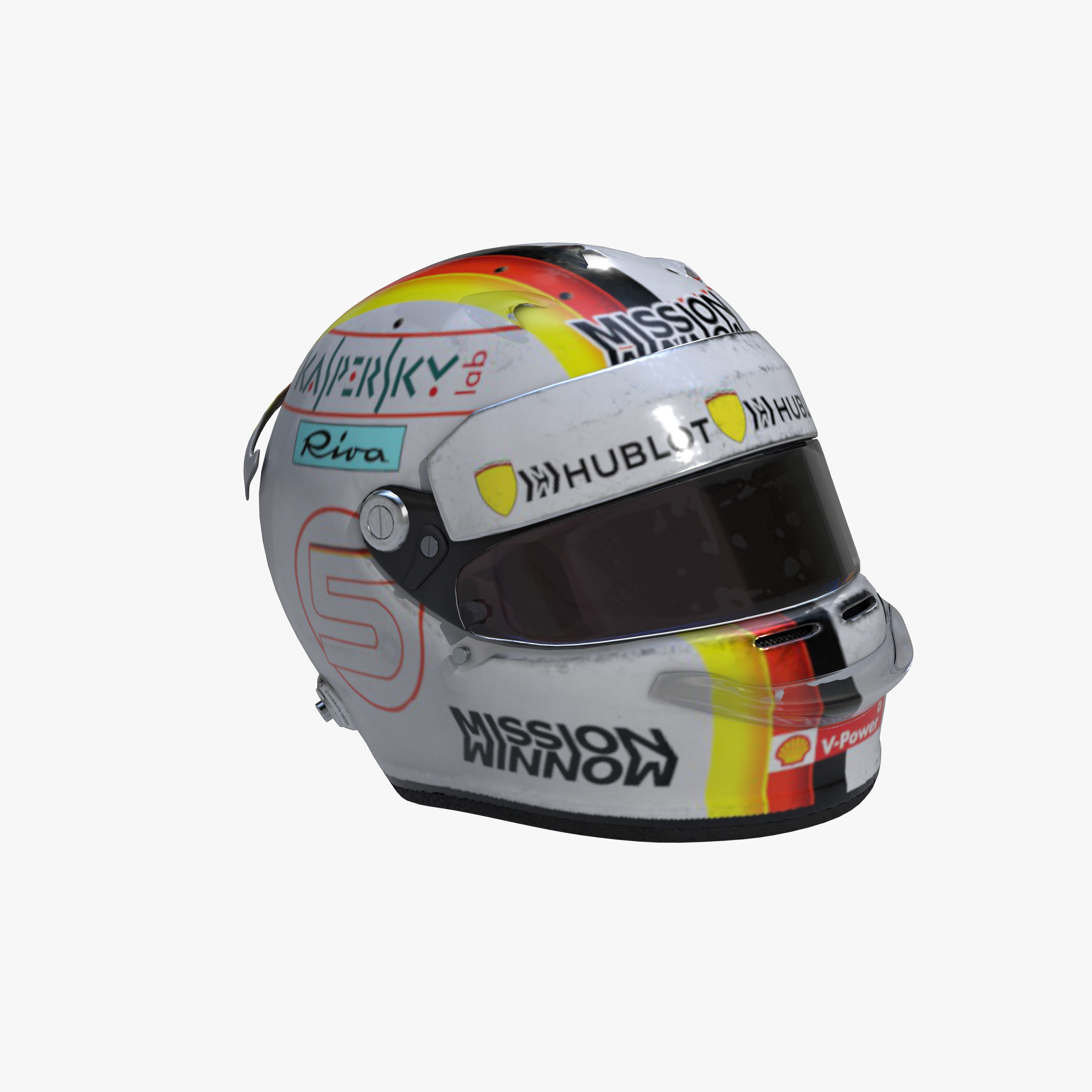 Vettel helmet 2019 Low-poly 3D model_7