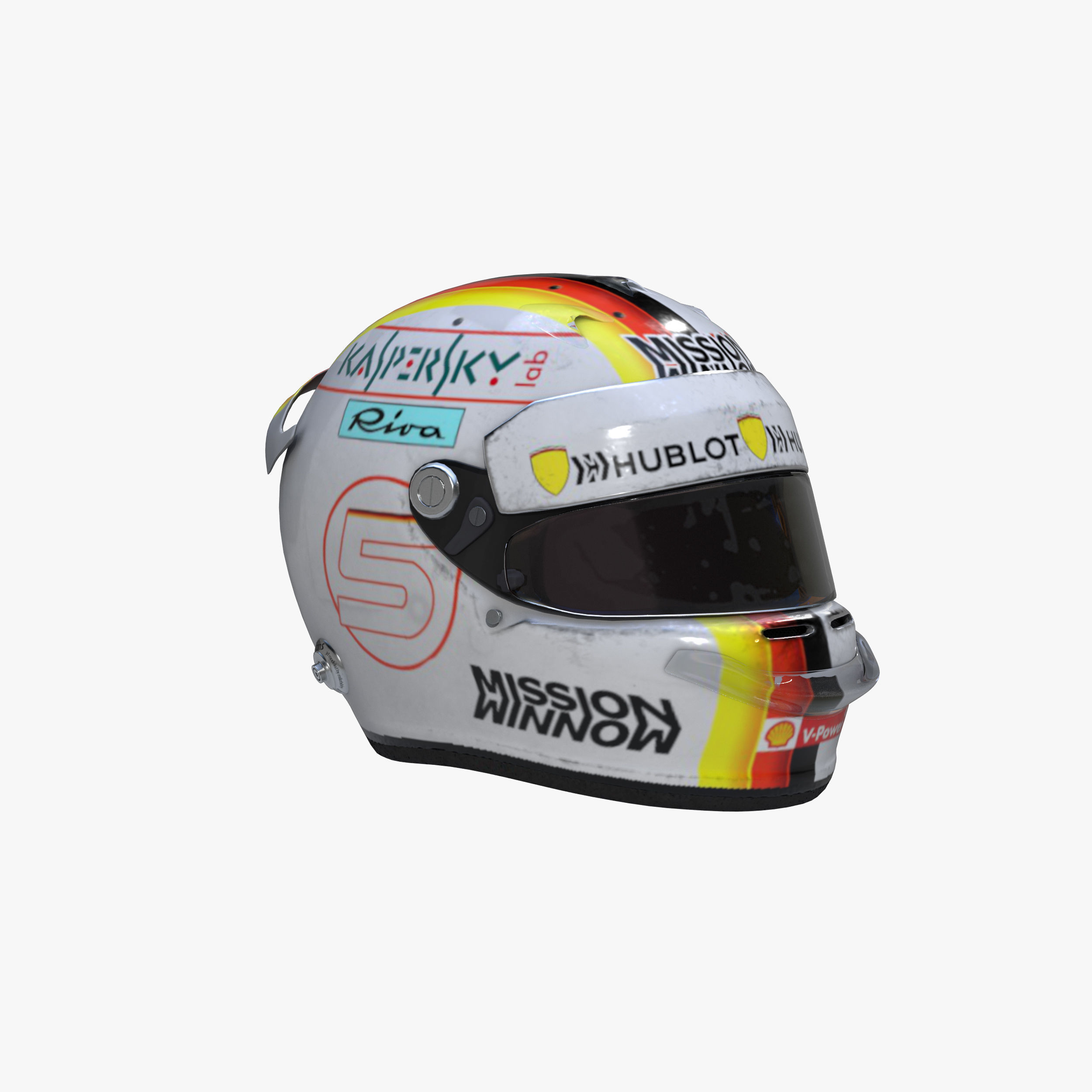 Vettel helmet 2019 Low-poly 3D model_9