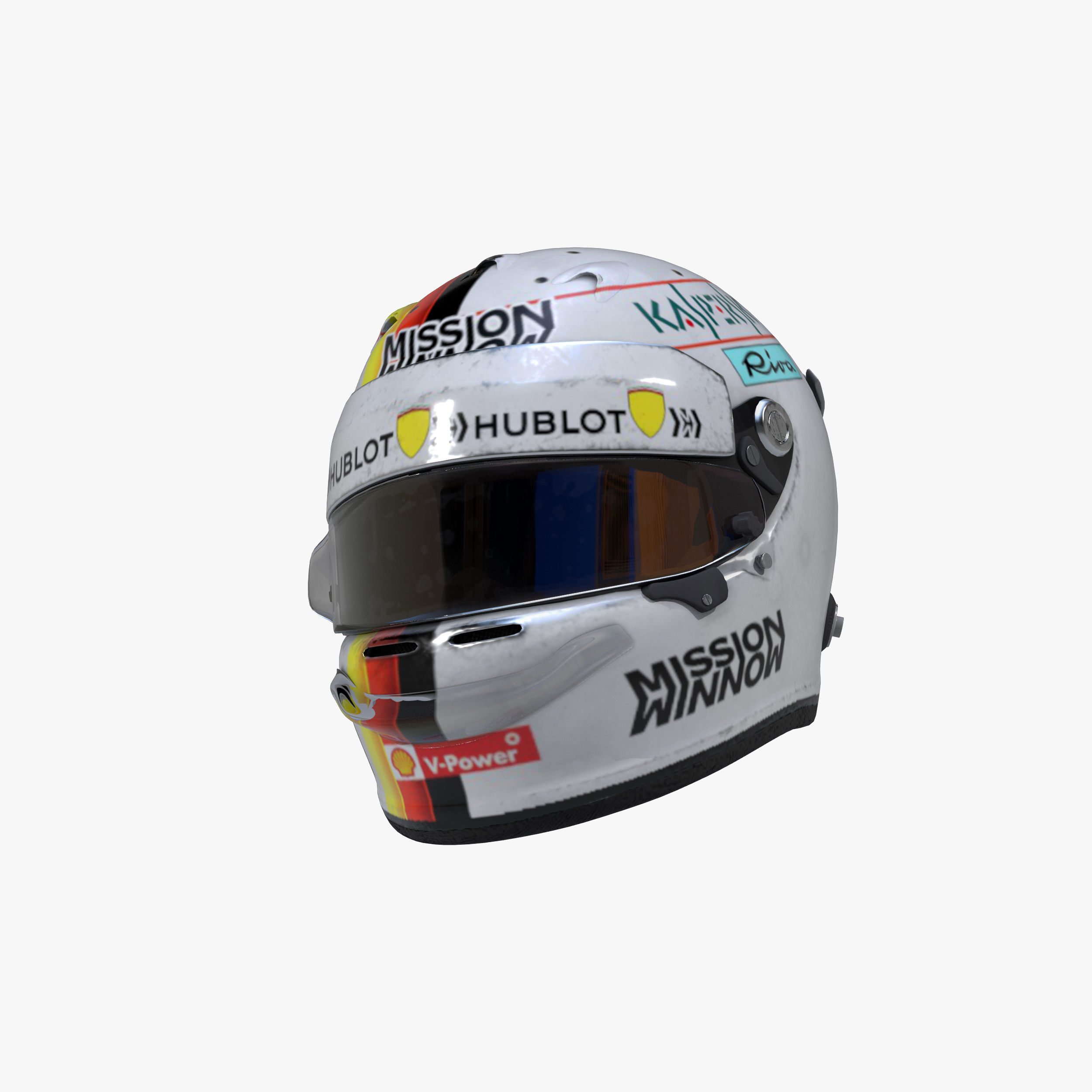 Vettel helmet 2019 Low-poly 3D model_5