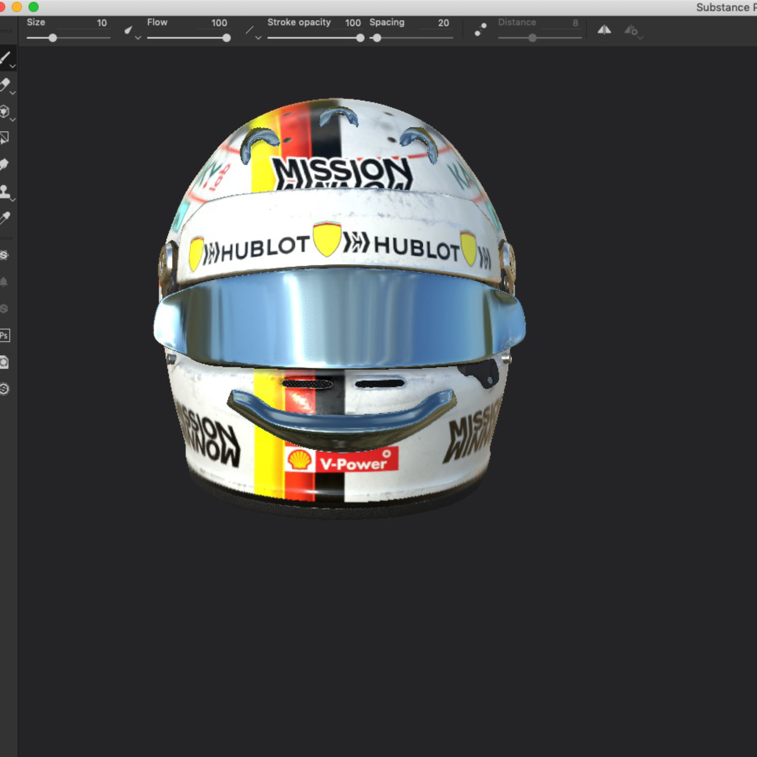 Vettel helmet 2019 Low-poly 3D model_14