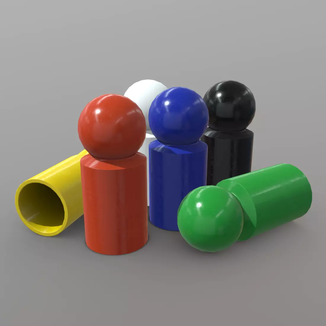 Board Game Pawns 3 Low-poly 3D model_0