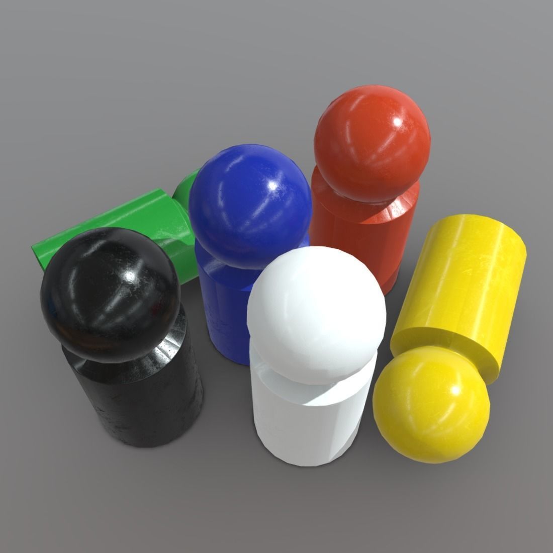 Board Game Pawns 3 Low-poly 3D model_5