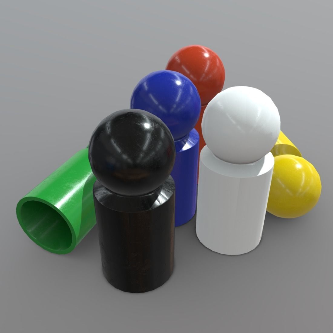 Board Game Pawns 3 Low-poly 3D model_4