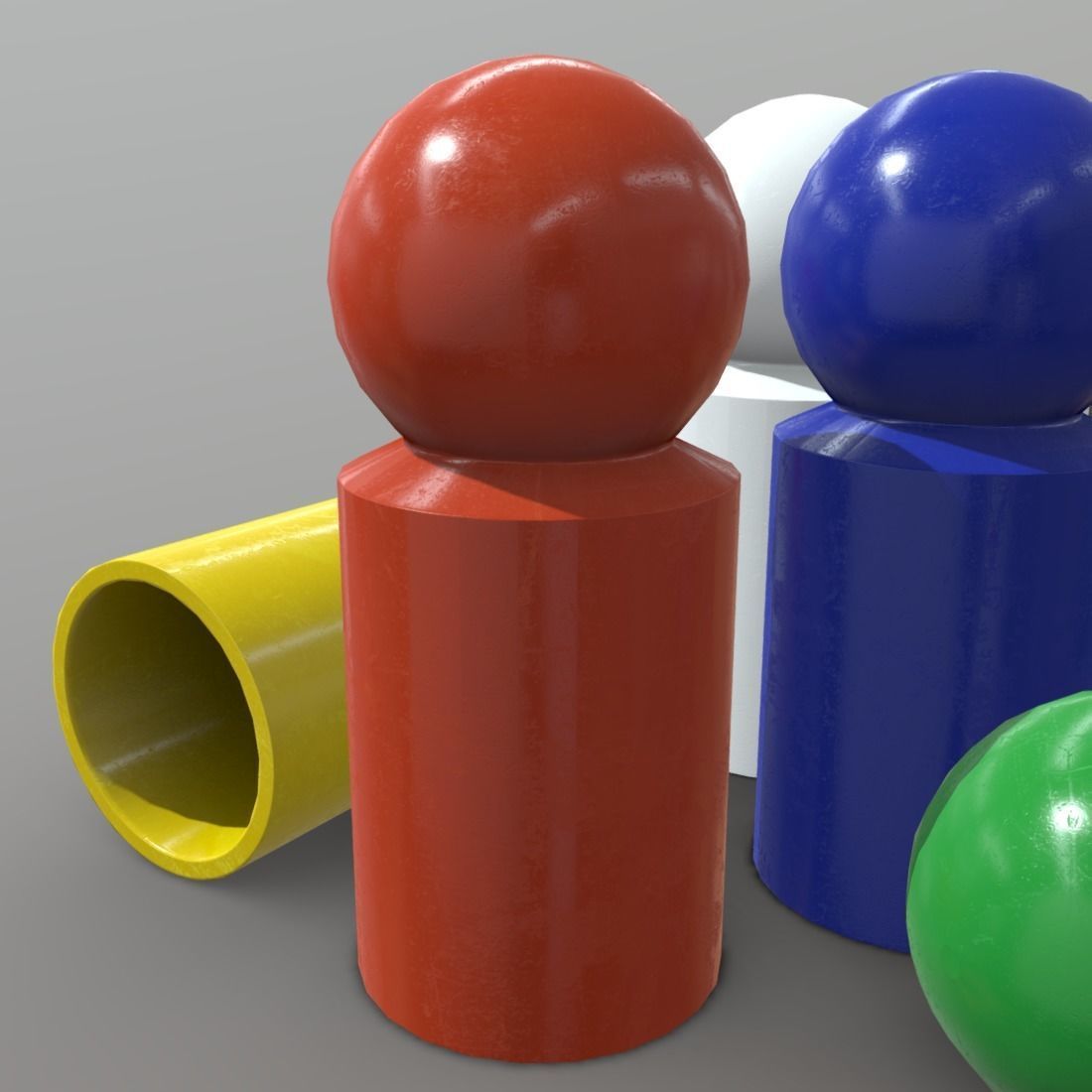 Board Game Pawns 3 Low-poly 3D model_11