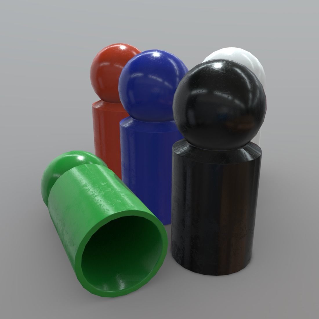 Board Game Pawns 3 Low-poly 3D model_3