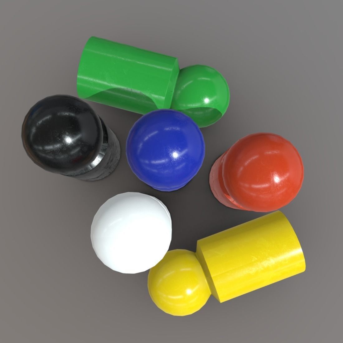 Board Game Pawns 3 Low-poly 3D model_6