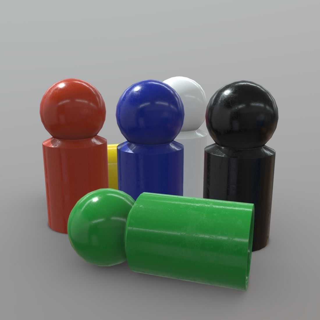 Board Game Pawns 3 Low-poly 3D model_2