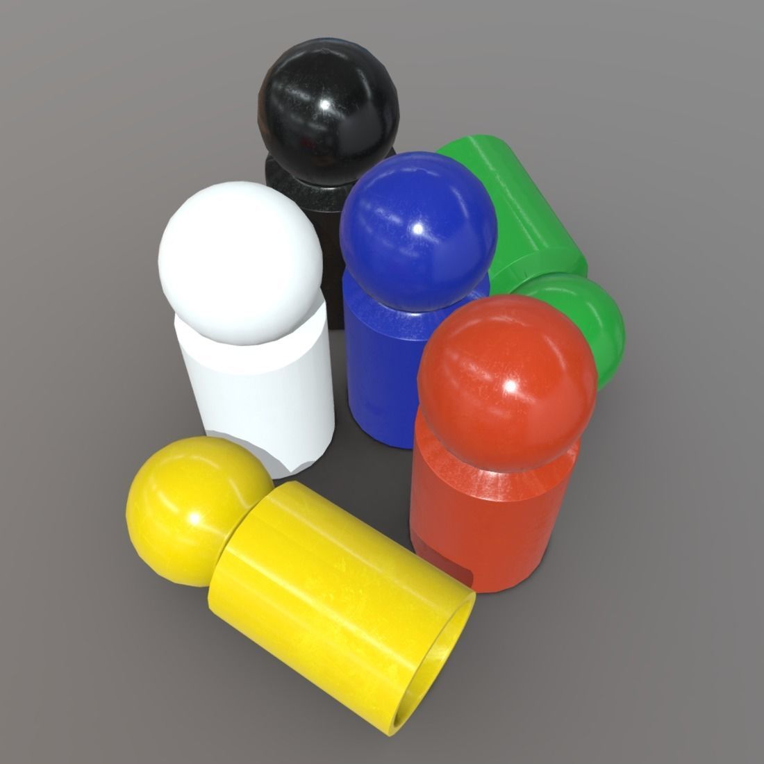 Board Game Pawns 3 Low-poly 3D model_8