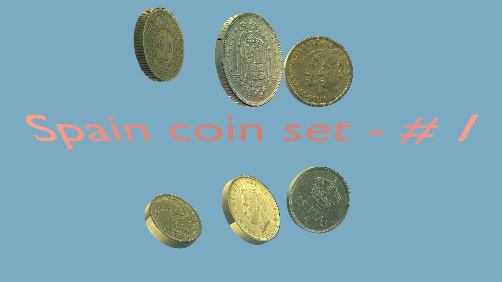 Spain coin set model - 1 3D model_1