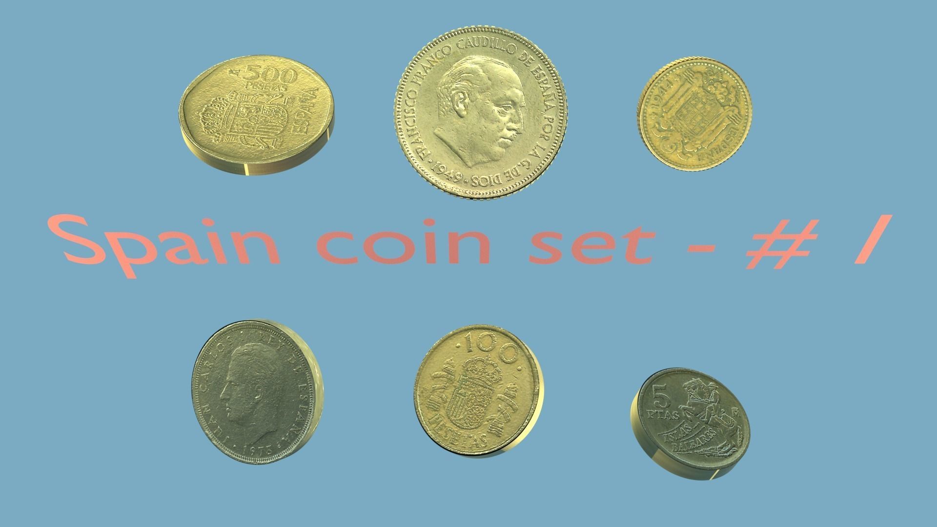 Spain coin set model - 1 3D model_2