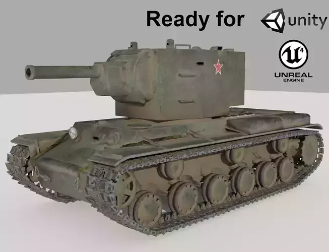 KV 2 WW2 Soviet Heavy Tank Low-poly 3D model