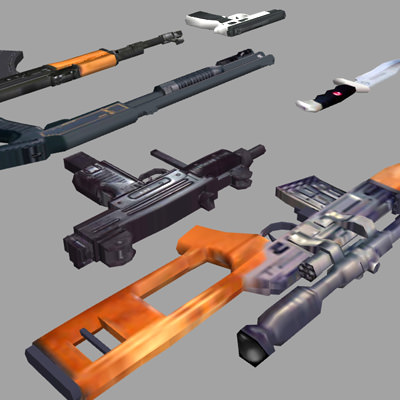 Weapons Pack Low-poly 3D model_7