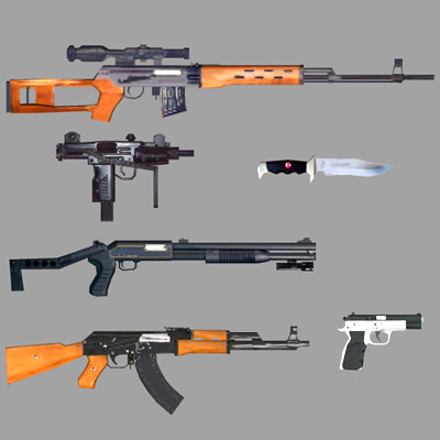 Weapons Pack Low-poly 3D model_1