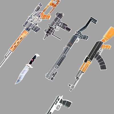 Weapons Pack Low-poly 3D model_6