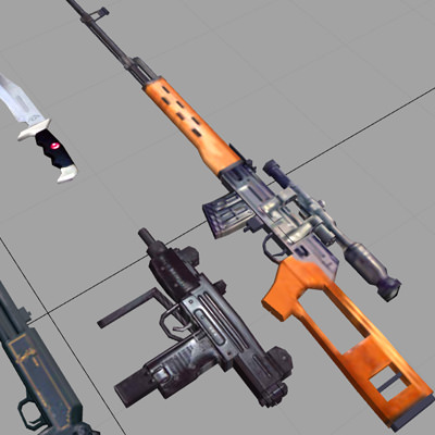 Weapons Pack Low-poly 3D model_4