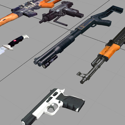 Weapons Pack Low-poly 3D model_2