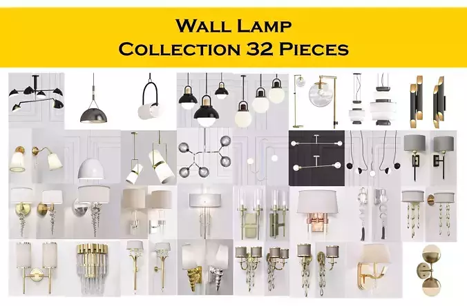 Wall Lamp Collection 32 Pieces 3d model