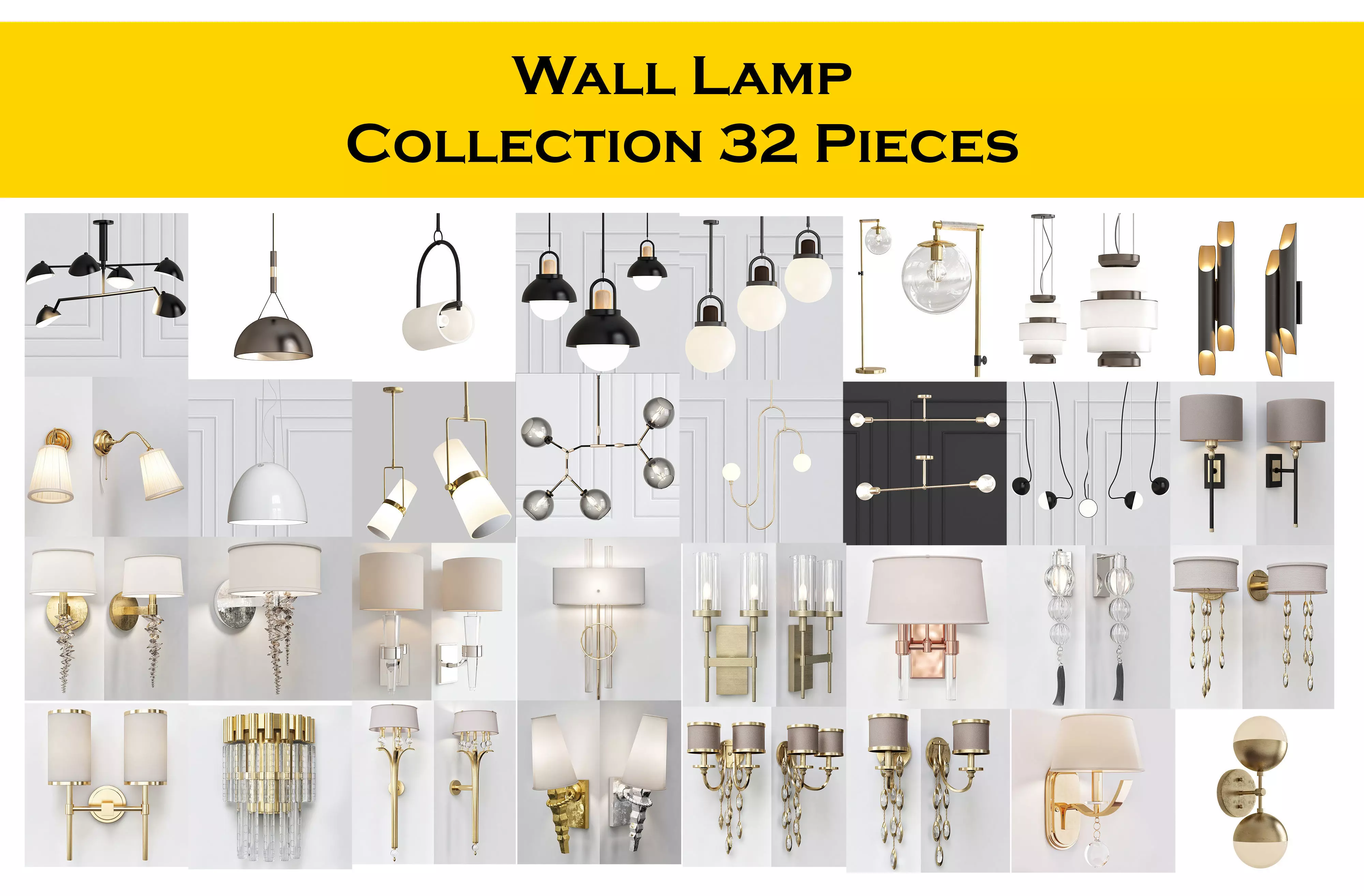 Wall Lamp Collection 32 Pieces 3d model 3D model