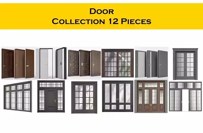 Door Collection 12 Pieces 3d model