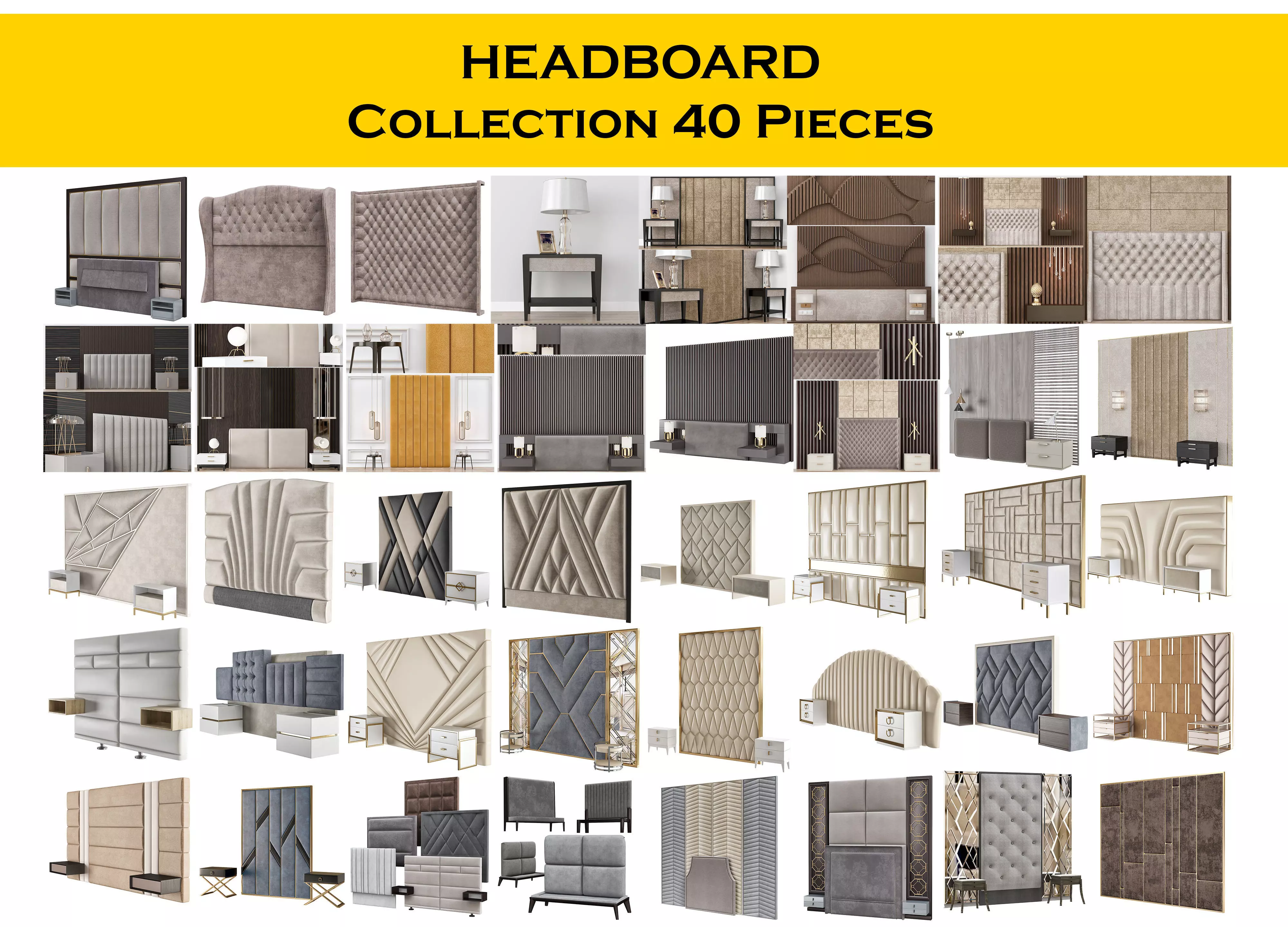 HEADBOARD Collection 40 Pieces 3d model 3D model_0