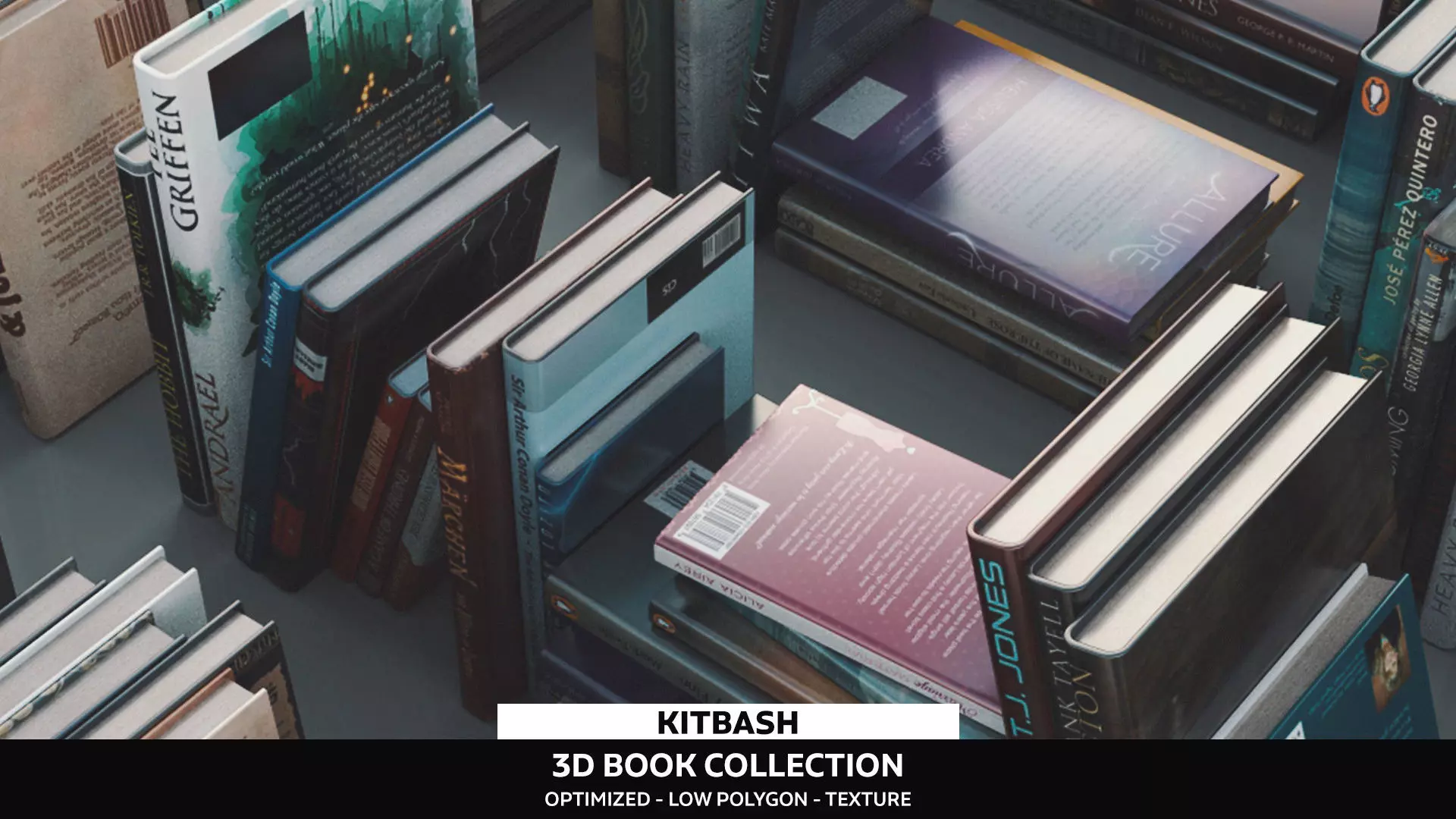 Book Collection books - cd cover Low-poly 3D model
