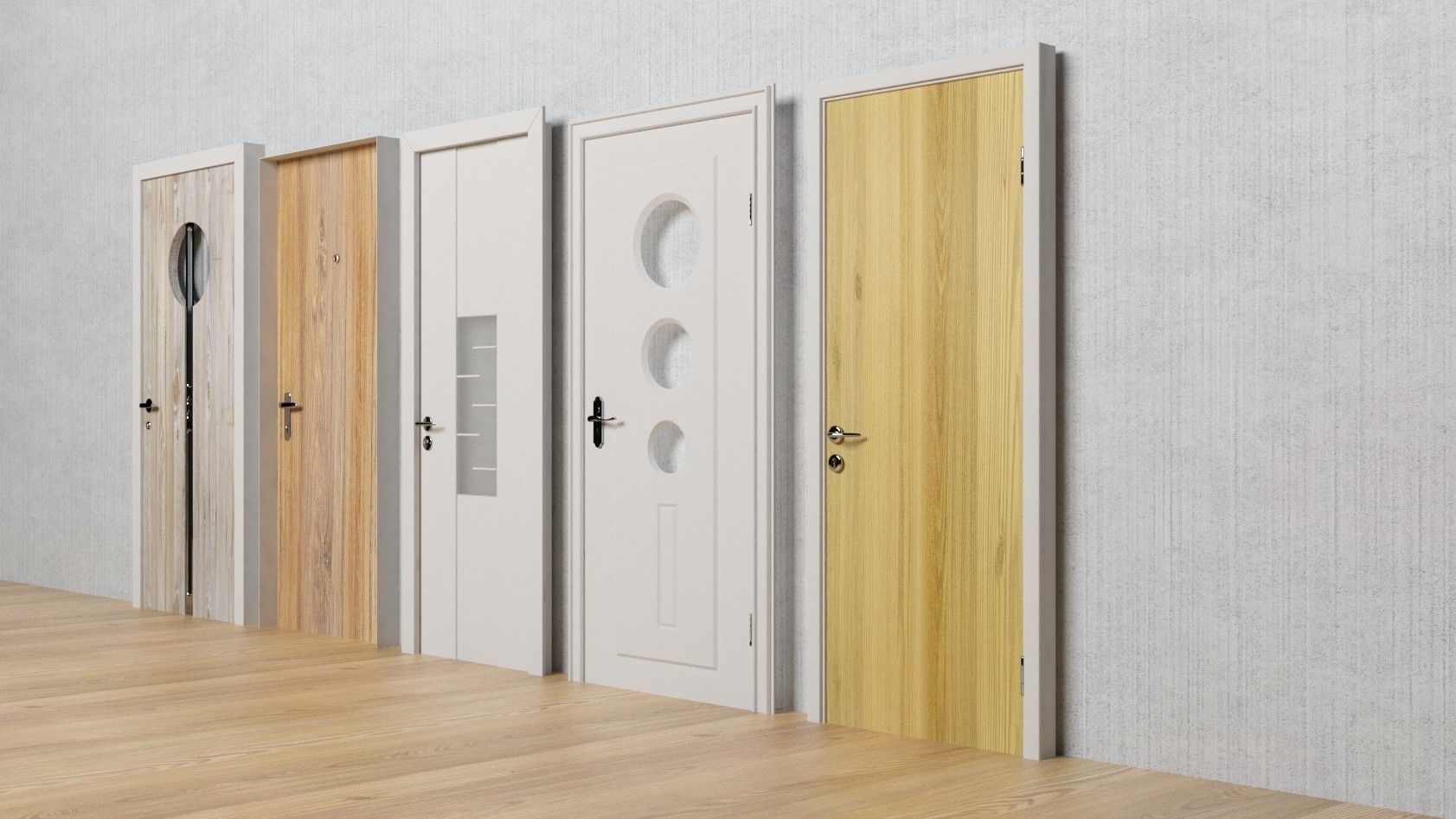 Door Pack Low-poly 3D model_5