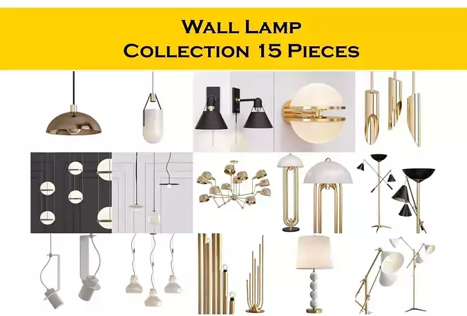 Wall Lamp Collection 15 Pieces 3d model